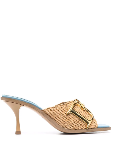 Shop Dsquared2 Logo-plaque Detail Mules In Nude