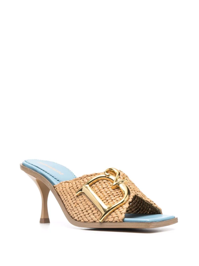 Shop Dsquared2 Logo-plaque Detail Mules In Nude