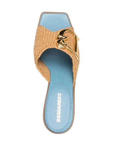 Shop Dsquared2 Logo-plaque Detail Mules In Nude