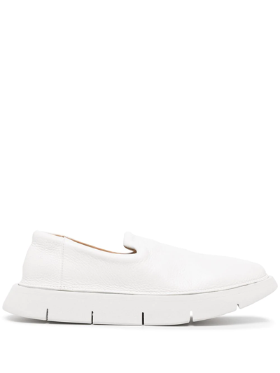 Shop Marsèll Chunky Sole Leather Loafers In Weiss