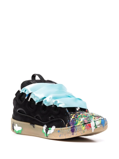 Shop Lanvin Paint Splatter Design Trainers In Schwarz