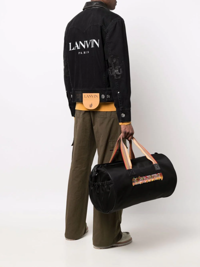 Shop Lanvin Embroidered Logo Holdall Bag In Schwarz