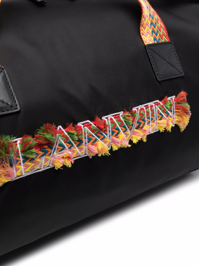 Shop Lanvin Embroidered Logo Holdall Bag In Schwarz