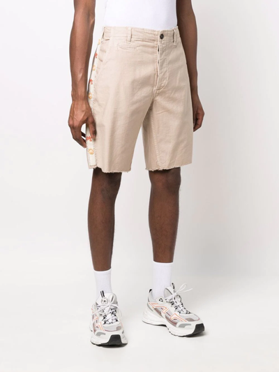 Shop President's Stripe Embroidered Cotton Shorts In Nude