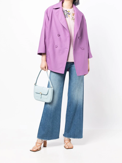 Shop Costarellos Double-breasted Fitted Blazer In Violett