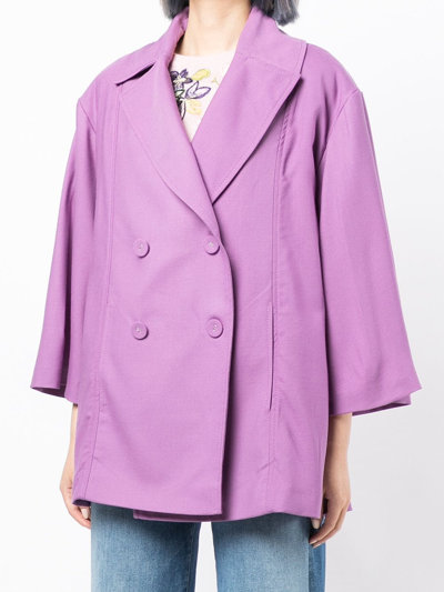 Shop Costarellos Double-breasted Fitted Blazer In Violett