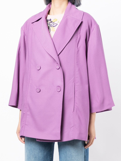 Costarellos Double-breasted Fitted Blazer In Violett