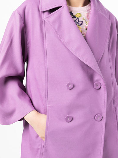 Shop Costarellos Double-breasted Fitted Blazer In Violett