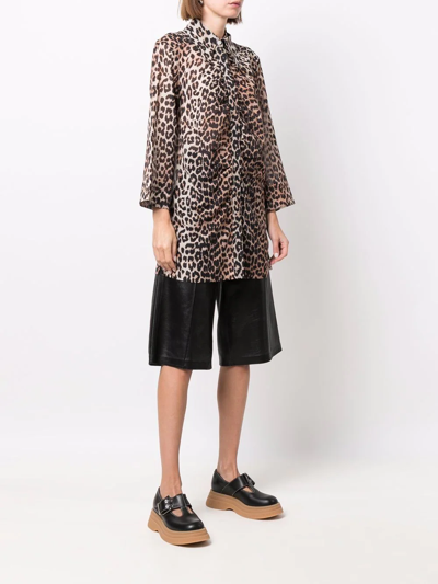 Shop Ganni Leopard-print Shirt In Braun