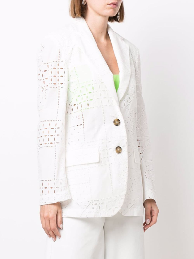 Shop Msgm Perforated-design Jacket In Weiss