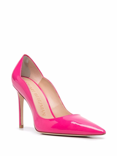 Shop Stuart Weitzman Patent Pointed Toe Pumps In Rosa