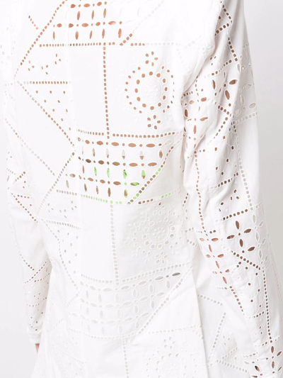 Shop Msgm Perforated-design Jacket In Weiss