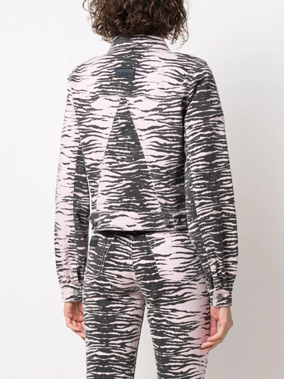 Shop Ganni Zebra Print Fitted Jacket In Rosa