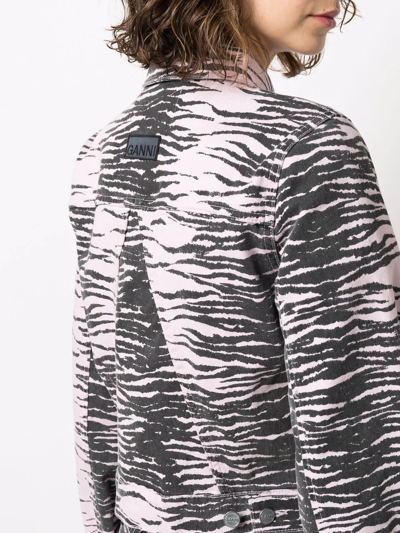 Shop Ganni Zebra Print Fitted Jacket In Rosa