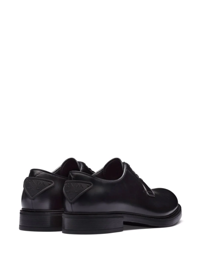 Prada Brushed-leather Lace-up Shoes In Black