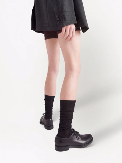 Prada Brushed-leather Lace-up Shoes In Black