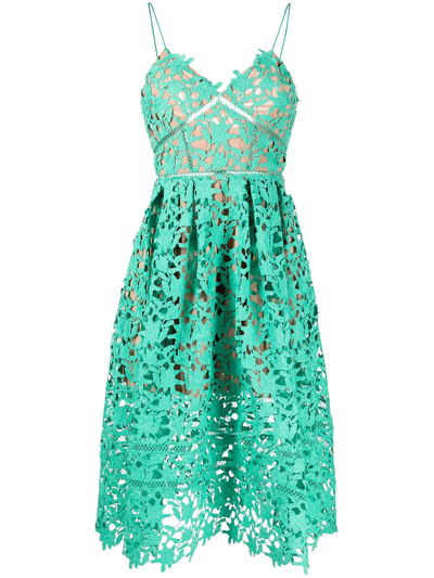 Shop Self-portrait Azalea Lace Midi Dress In Green