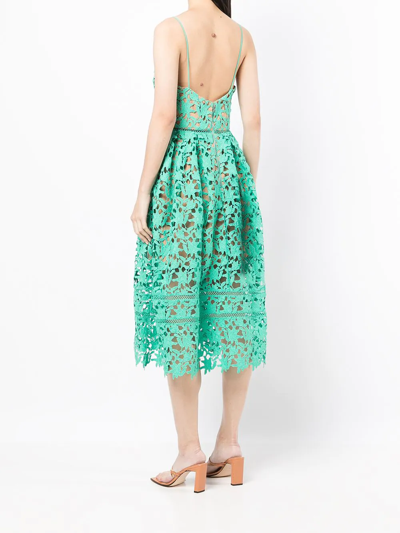 Shop Self-portrait Azalea Lace Midi Dress In Green