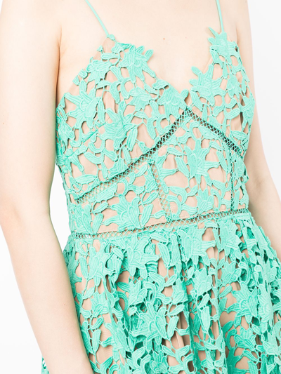 Shop Self-portrait Azalea Lace Midi Dress In Green