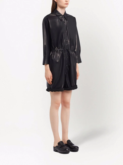 Shop Prada Drawstring-waist Long-sleeve Playsuit In Black