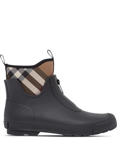 Shop Burberry Vintage-check Rain Boots In Braun