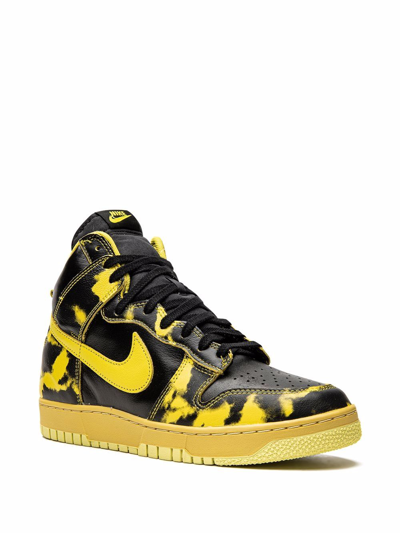Nike Black And Yellow Dunk Hi 1985 Leather Sneakers In Schwarz