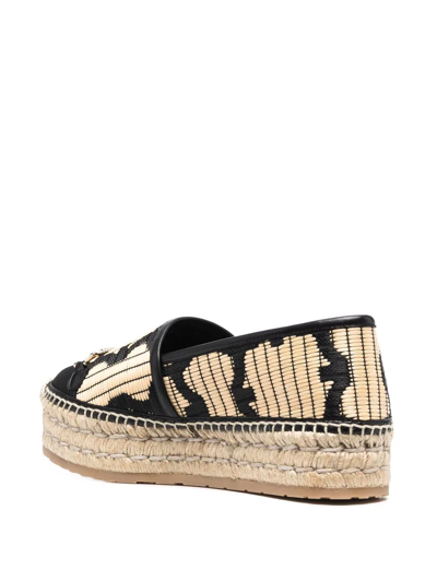 Ferragamo Kim Bicolor Espadrille Loafers In Schwarz