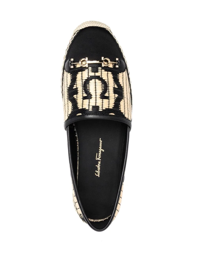 Ferragamo Kim Bicolor Espadrille Loafers In Schwarz