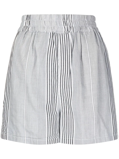 Rta Inez Striped Mid-rise Woven Shorts In Grau