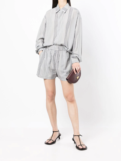 budget sammen tyngdekraft Rta Inez Striped Mid-rise Woven Shorts In Grey | ModeSens