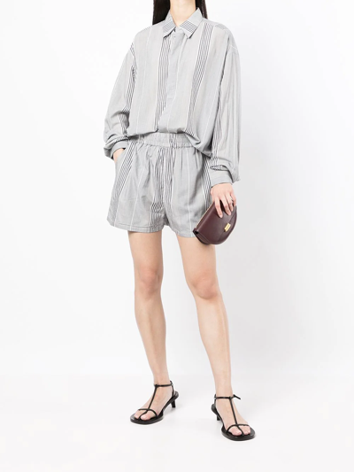 Rta Inez Striped Mid-rise Woven Shorts In Grau