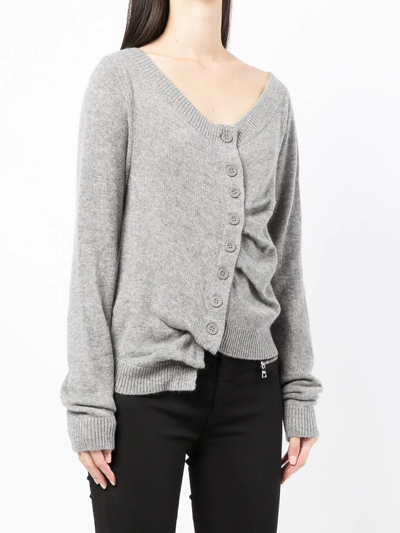 Rta Asymmetric Button-down Cashmere Cardigan In Grau