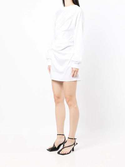 Rta Ruched Long-sleeve Dress In Weiss
