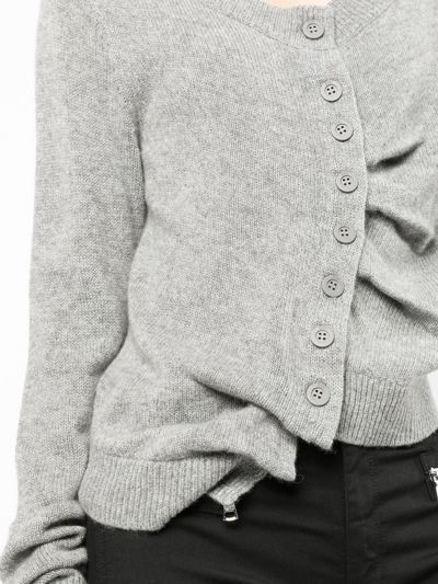 Rta Asymmetric Button-down Cashmere Cardigan In Grau