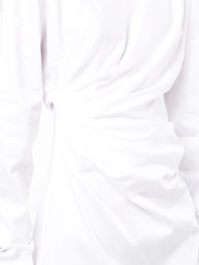 Rta Ruched Long-sleeve Dress In Weiss
