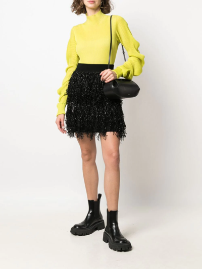 Shop Jw Anderson Multi-layer Fringe Skirt In Schwarz