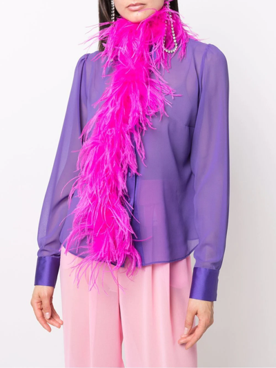 Shop Styland Feather Embellished Scarf In Pink