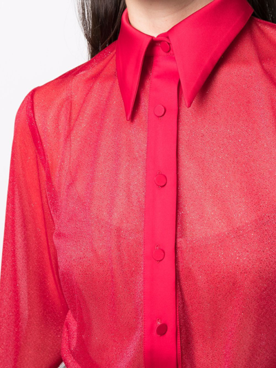 Shop Styland Semi-sheer Buttoned Shirt In Rot