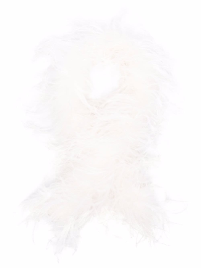 Shop Styland Ostrich Feather Scarf In Weiss