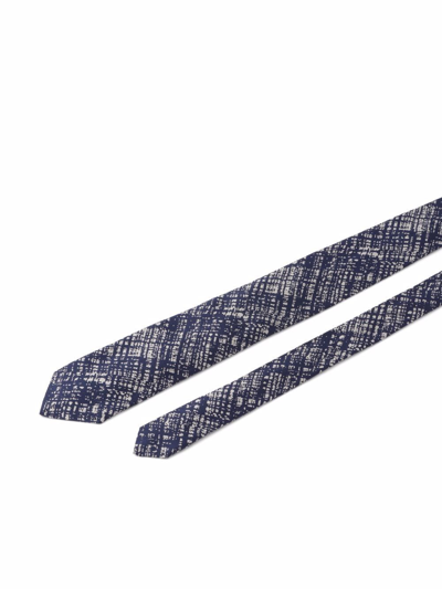 Shop Prada Micro-print Silk Tie In Blau
