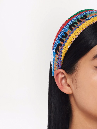 Shop Miu Miu Crochet Knit Headband In Multicolour