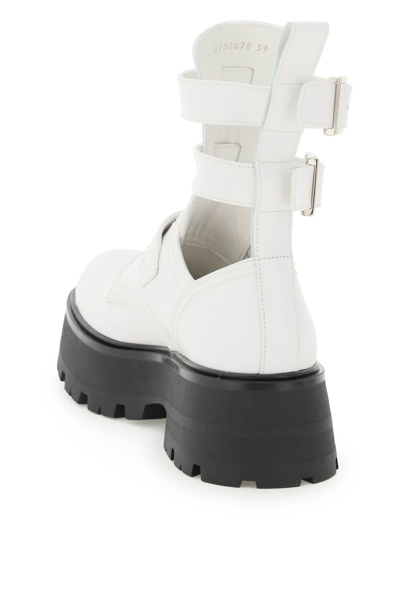 Shop Alexander Mcqueen Leather Rave Ankle Boots In White