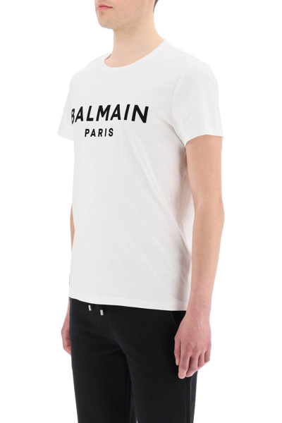 Shop Balmain T-shirt With Flocked Logo In Mixed Colours