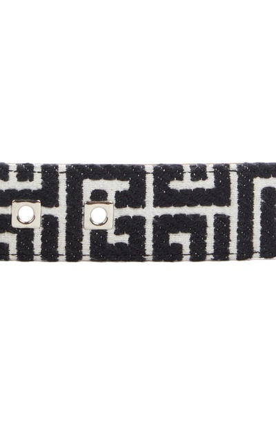 Shop Balmain 4g Monogram Jacquard Belt In Gab Blanc/ Noir