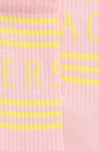 Shop Versace First Line Stripe Crew Socks In Candy Pineapple