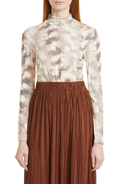 Samsoe & Samsoe Elsi Floral Print Mock Neck Top In Blurred Brown