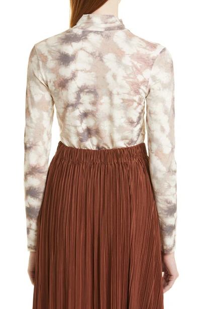 Samsoe & Samsoe Elsi Floral Print Mock Neck Top In Blurred Brown