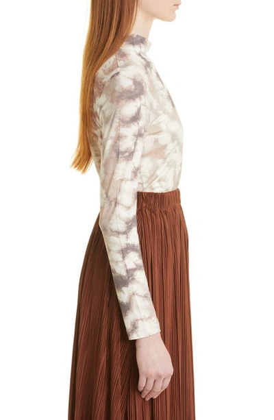 Samsoe & Samsoe Elsi Floral Print Mock Neck Top In Blurred Brown