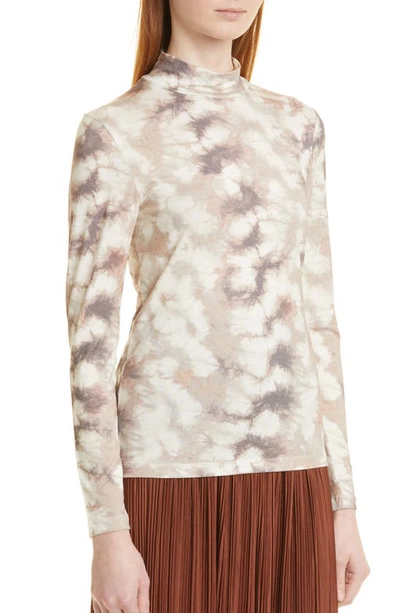 Samsoe & Samsoe Elsi Floral Print Mock Neck Top In Blurred Brown
