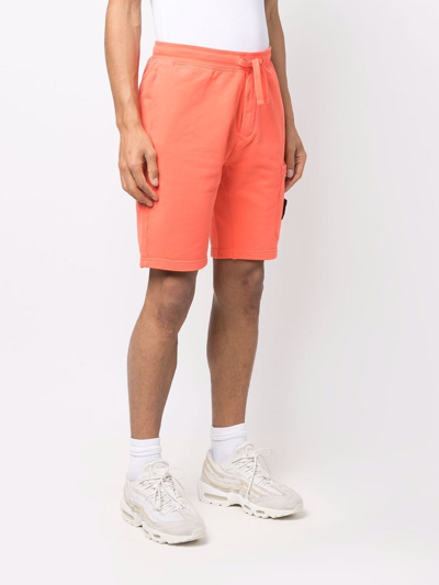 Shop Stone Island Fleece Shorts In Orange